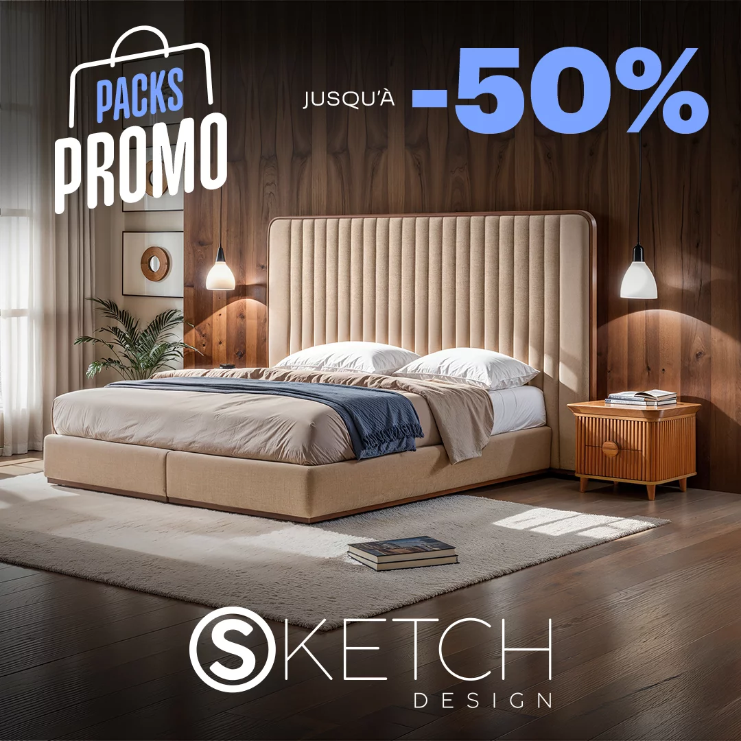Pack Elvis Lit 180x200cm Easy Sleep Matelas 180x200cm 2 Talis ceramique Tables de chevets Square