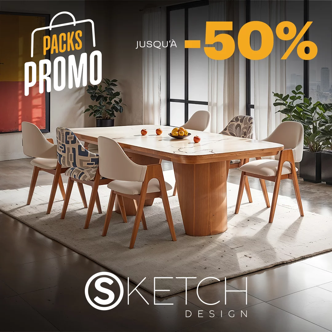 Pack Jasper Ceramique Table a manger 220 x 110 cm 6 Nelly Chaises Final HD Square