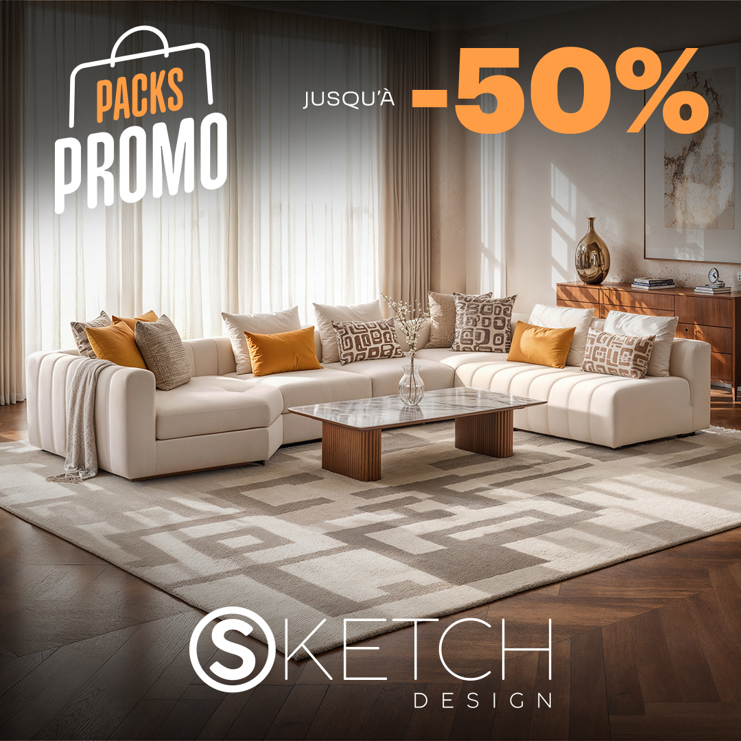Pack Freedom Salon en L 400 x 260 x 140 cm Cesar Table basse 160 x 80 cm Final HD Square