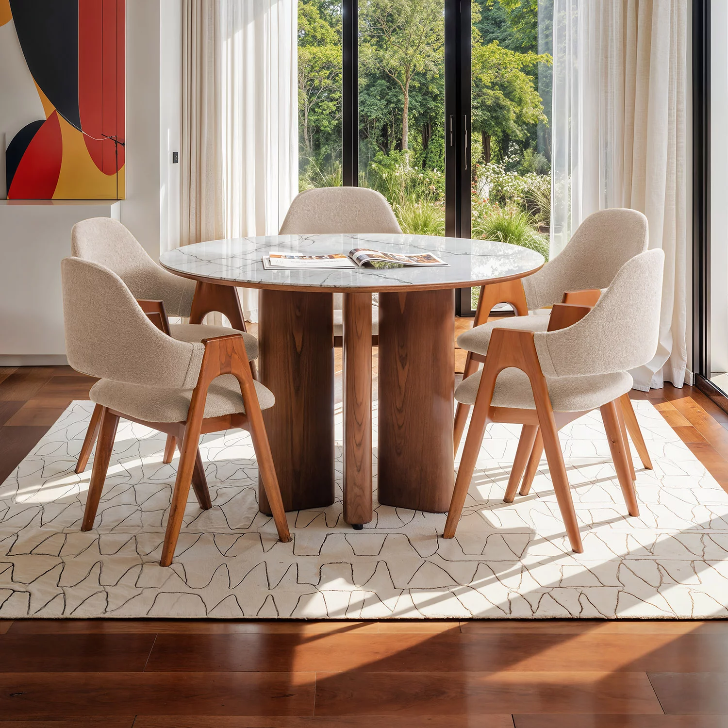 Pack Berlingo Table a manger 120 cm 6 Nelly Beige